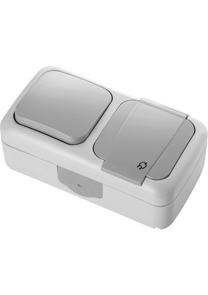 Ikili Kombine Anahtar Topraklı Priz Gri