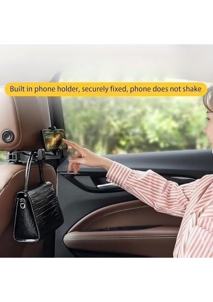 2’li Araç Baş Destek Kancası – Telefon Tutuculu Evrensel Koltuk Arkası Kanca, El Çantası & Alışveriş Poşeti Askısı, Kolay Takılabilir, Koltu Başlığı Askısı, Araç Içi Aksesuar fiyatları