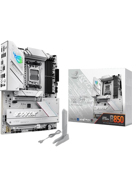 Rog Strıx B850-A Gamıng Wıfı Amd B850 Am5 Ddr5 8000 Dp HDMI 4x M2 Usb3.2 Gen 2x2 Wifi 7 + Bt Aura Rgb 2.5gbit Lan Atx 14+2+2 Güç Aşamaları, Q-, Ready For Advanced Aı Pc