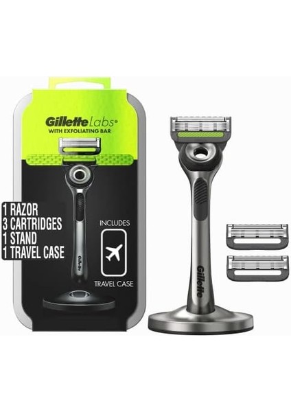 Gillette Labs Peeling Çubuklu Tıraş Seti - Seyahat Çantalı, 3 Yedek Bıçak ve Manyetik Stand modelleri