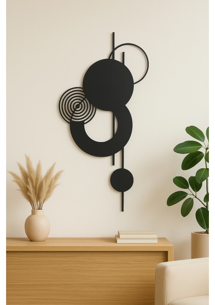 Modern Geometrik Daireler Metal Duvar Tablosu | Siyah Minimal Dekor modelleri