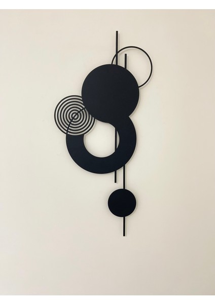 Modern Geometrik Daireler Metal Duvar Tablosu | Siyah Minimal Dekor fırsatları