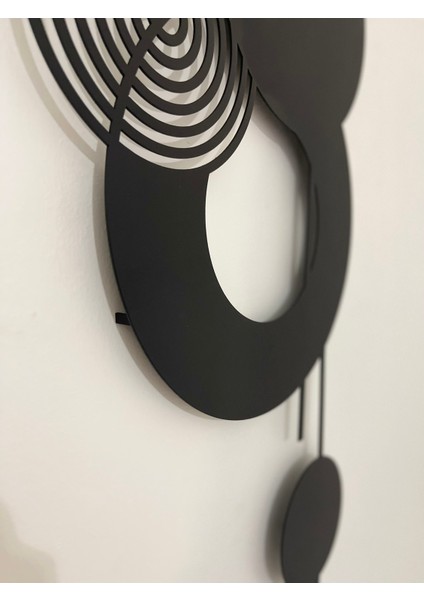 Modern Geometrik Daireler Metal Duvar Tablosu | Siyah Minimal Dekor indirimleri
