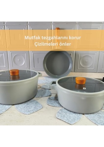12'li Set Tava Tencere ve Düzenleyici Keçesi (Gri) modelleri