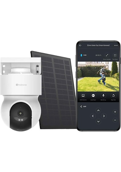 Omni Solar Dış Ortam Bataryalı ve Güneş Enerjili Wi-Fi Akıllı Kamera, Renkli Gece Görüşü, 360 Derece Görüntüleme, Insan Algılama, Siren