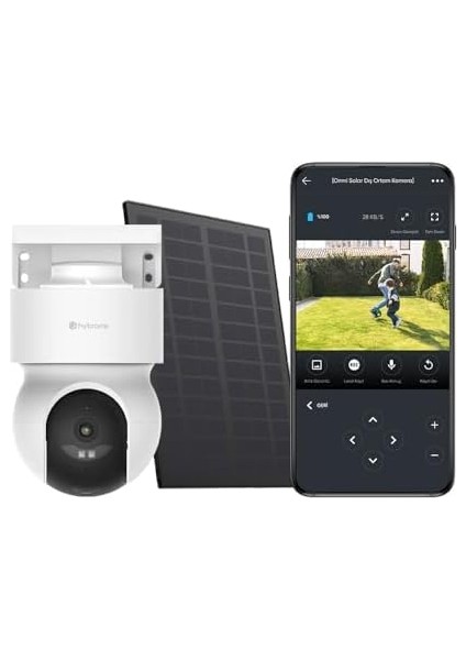 Omni Solar Dış Ortam Bataryalı ve Güneş Enerjili Wi-Fi Akıllı Kamera, Renkli Gece Görüşü, 360 Derece Görüntüleme, Insan Algılama, Siren modelleri