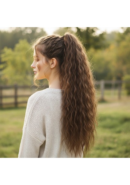 Tokalı Kabarık Dalgalı At Kuyruğu - Kumral
