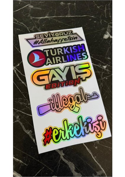 Araba Arka Cam Yazıları 1 Adet Hologramlı Yeni Model