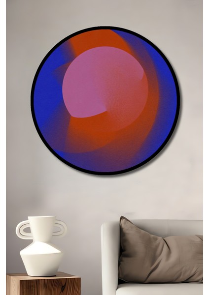 Çerçeve Görünümlü Soyut Sanat Gökyüzü Dönüşümü Dekoratif Ahşap Mdf Tablo Yuvarlak Tablo