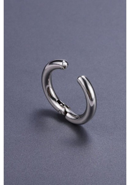 Deliksiz Sıkıştırmalı Çelik Erkek Fake Dudak Burun Kulak Kıkırdak Septum Halka Küpe Ear Cuff 1 Ad.