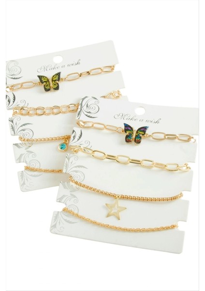 4 Adet Kelebek Trend Zincir Bileklik