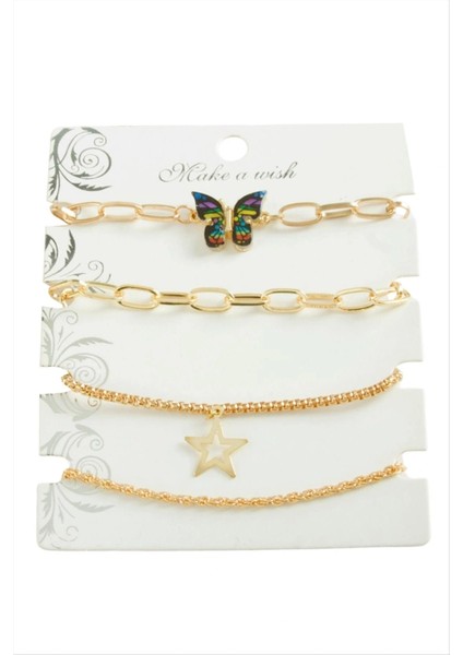 4 Adet Kelebek Trend Zincir Bileklik fiyatları