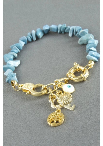 Şans Figürlü Akik Kırık Doğaltaş Bileklik