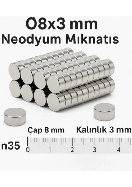 50 Adet 8X3MM Yuvarlak Neodyum Mıknatıs Güçlü Nikel Kaplamalı Kaliteli Dayanıklı Magnet fiyatları