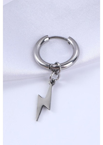 Delikli Şimşek Model Sallantılı Erkek Çelik Küpe 1 Adet modelleri