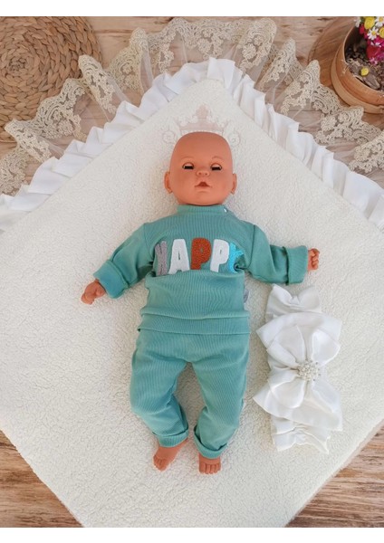 Yenidoğan Wool Yün Kumaş Taç Nakışlı Güpür Duvaklı Fiyonk Prizma Taş Unisex Kundak Bebek Battaniyesi Bej fırsatları