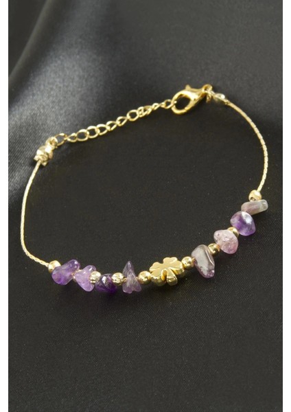 Amatist Kırık Doğaltaş Bileklik