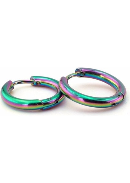 Delikli Trend Hologramlı Halka Küpe Erkek Çelik Renkli Küpe 2 Adet fiyatları