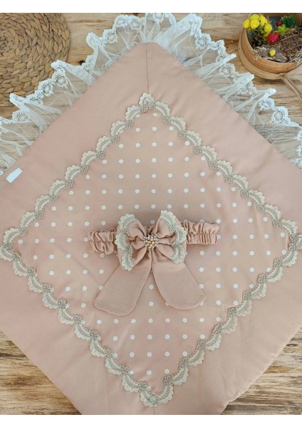 Yenidoğan Pamuk Papatya Desenli Trilüks Unisex Kundak Bebek Battaniyesi Kahverengi modelleri