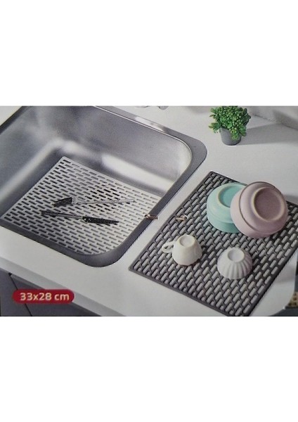 Dikdörtgen Silikon Lavabo Buzluk Matı 33X28 cm Antrasit Renk 1 Adet ISGLVB112