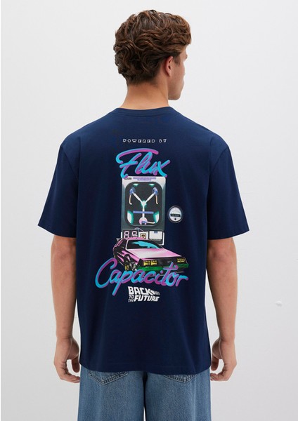 Back To The Future Baskılı Lacivert Tişört 0612925-89353