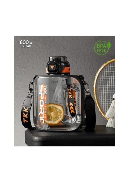 1600ML Pipetli/pipetsiz Kullanıma Uygun Taşıma Askılı Sızdırmaz Tritan Sport Matara (Siyah) modelleri