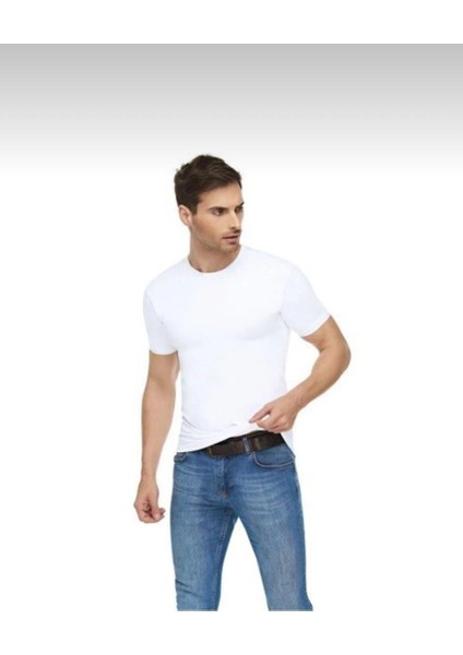 Mc Morcity Elit 4'lü Erkek Elestan Pamuklu Likralı Sıfır Yaka Kısa Kol Body 1301