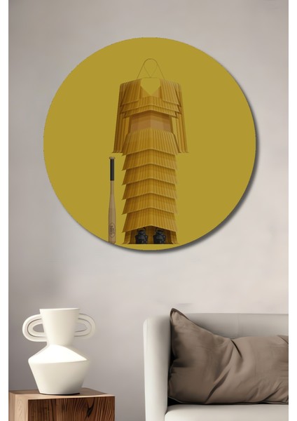 Beyonce Sarı Elbise Dekoratif Ahşap Mdf Ev/işyeri Duvar Tablo Yuvarlak Ev/işyeri Duvar Tablo