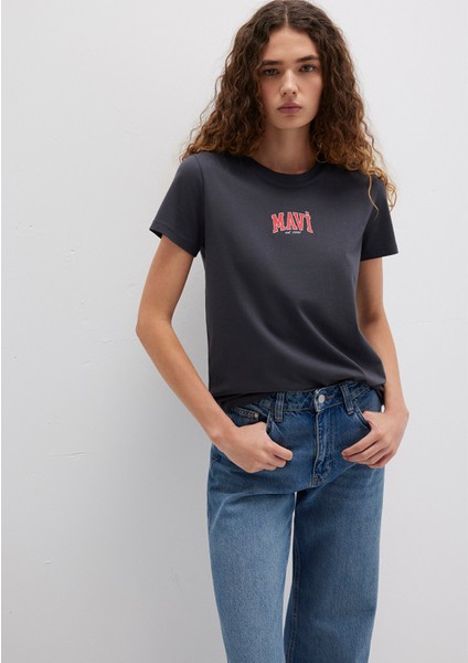 Mavi Logo Baskılı Antrasit Tişört 1613412-70087