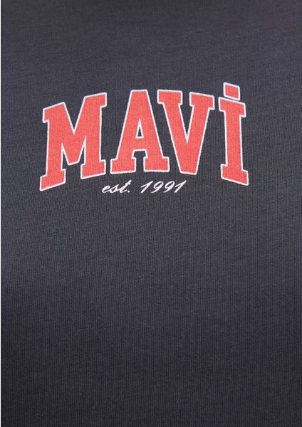 Mavi Logo Baskılı Antrasit Tişört 1613412-70087
