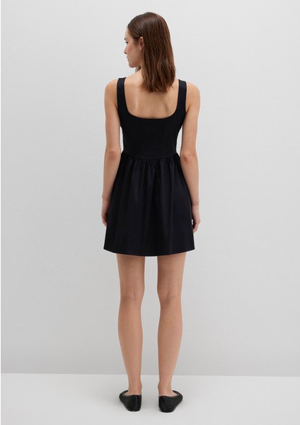 Askılı Siyah Mini Elbise 1310724-900