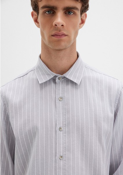 Çizgili Gri Gömlek 0211709-91016