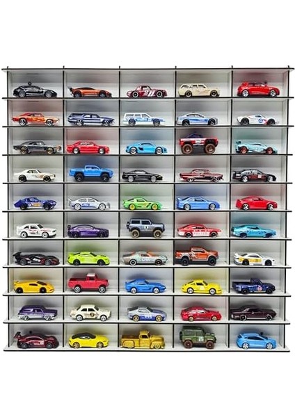 Hobi Araba Rafı Beyaz 50'li (Hot Wheels Uyumlu, Matchbox Uyumlu) modelleri