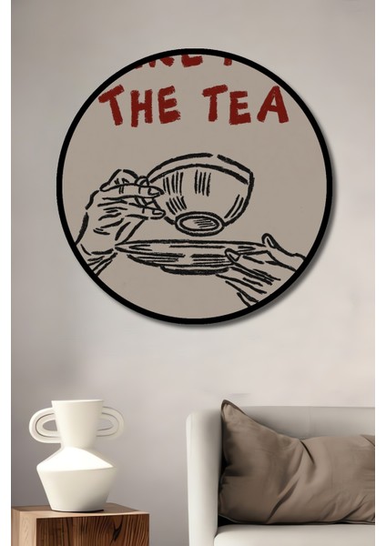 Çerçeve Görünümlü Çay Saati Ahşap Mdf Dekoratif Işyeri Duvar Tablo Yuvarlak Işyeri Duvar Tablo