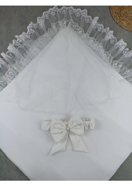 Yenidoğan Bambu Taç Nakışlı Delüks Kundak Bebek Battaniyesi Ekru modelleri