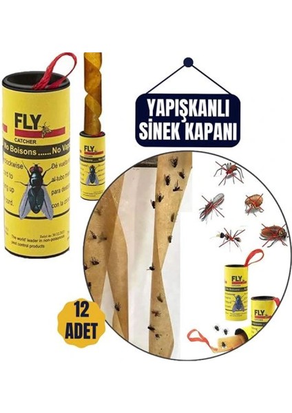 12 Adet Yapışkanlı Sinek Kapanı 74 cm fiyatları