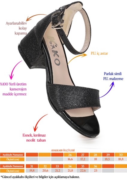 Alexa Günlük Kız Çocuk 4 cm Topuklu Sandalet Abiye Ayakkabı fiyatları