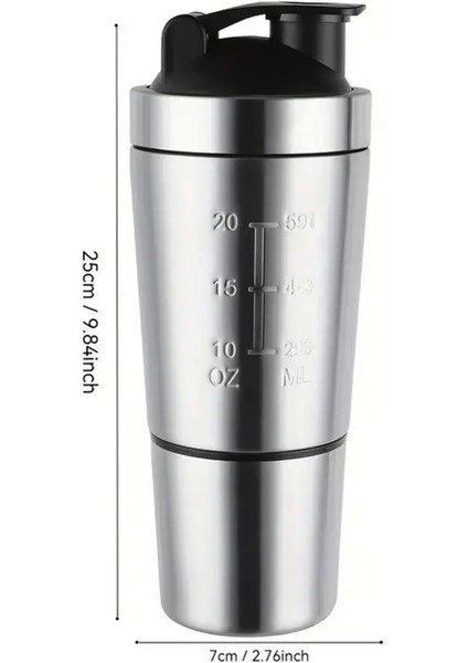 Çelik Shaker Sporcu Suluğu Protein Shaker ve Smoothie Matarası