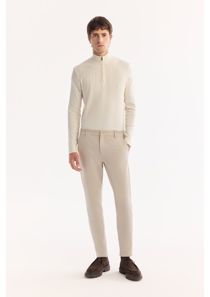 Erkek Bej Yanı Lastikli Hızlı Kuruyan Kırışmayan Slim Fit Pantolon A52Y3077