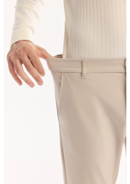 Erkek Bej Yanı Lastikli Hızlı Kuruyan Kırışmayan Slim Fit Pantolon A52Y3077 modelleri