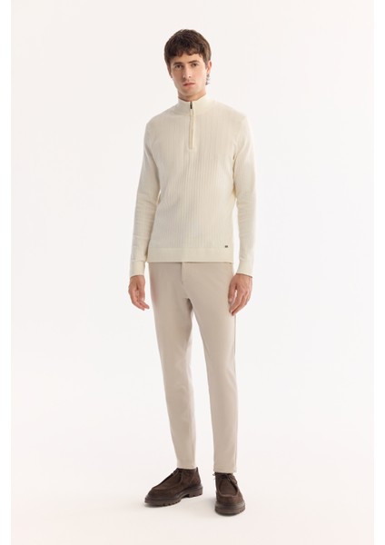 Erkek Bej Yanı Lastikli Hızlı Kuruyan Kırışmayan Slim Fit Pantolon A52Y3077