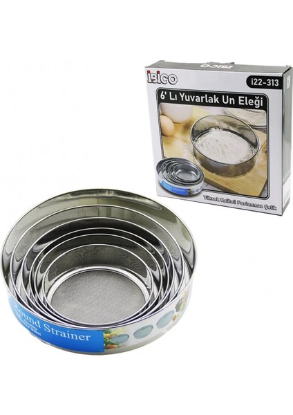 Raund Strainer 6pcs Metal Un Elek Seti 15-17.5-19-20.5-24-27CM (4887)