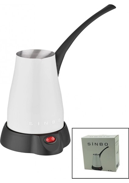 Beyaz Elektirkli Cezve Türk Kahve Makinesi 5 Fincan - 400ML Hazne Paslanmaz Çelik 360 Derece Dönebilme SCM-2960 (4887)