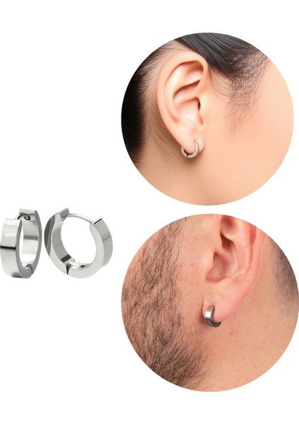 Delikli Trend Kalın Halka Küpe Erkek Çelik Küpe 2 Adet fiyatları