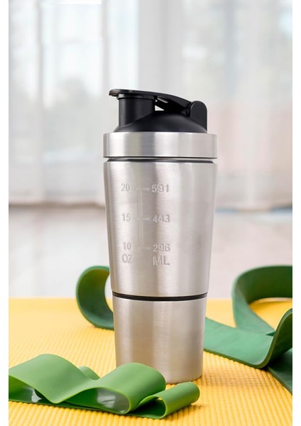 Çelik Shaker Sporcu Suluğu Protein Shaker ve Smoothie Matarası