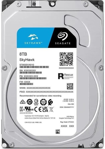 Skyhawk 8tb 5400RPM 256MB Sata3 ST8000VX010 7/24 HDD