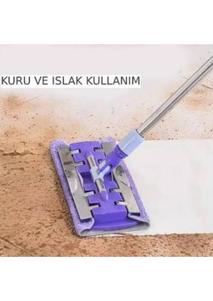 Mandallı Yer Mopu - Mikrofiber Bezli - Fayans - Duvar Yüzey Temizlik ( 1 Adet Yedek Bez Hediyeli ) Mor Renk fırsatları