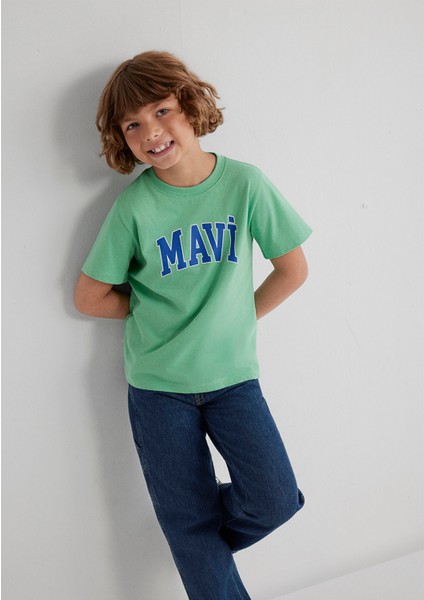 Mavi Logo Baskılı Yeşil Tişört 6610030-71789