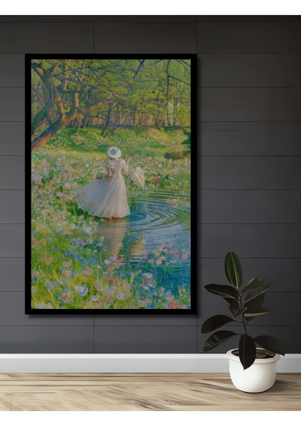 Çerçeve Görünümlü Romantik Bahar Günü Dekoratif Ahşap Mdf Ev Duvar Tablo Dikdörtgen Ev Duvar Tablo
