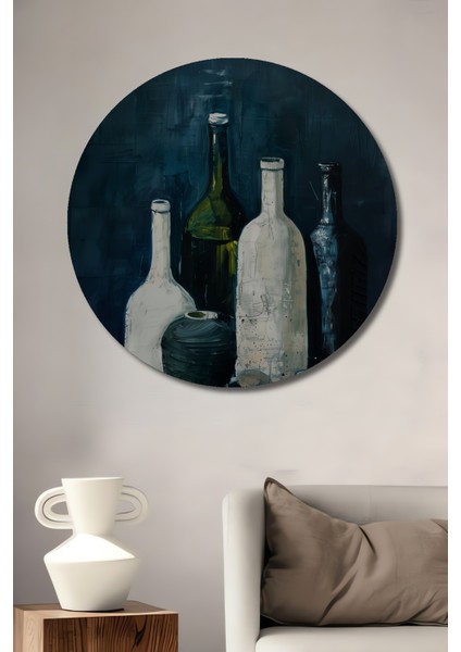 Şişe Sakinliği Dekoratif Ahşap Mdf Ev/işyeri Duvar Tablo Yuvarlak Ev/işyeri Duvar Tablo